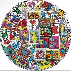 50 piece Retro Pop Art Keith Haring type stickers